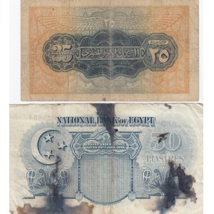 Egypt 25 piastres 1948 & 50 piastres 1945