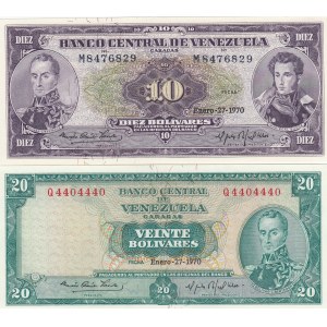 Venezuela 10 & 20 bolivares 1970