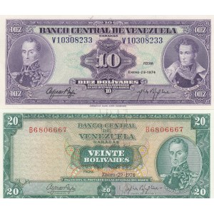 Venezuela 10 & 20 bolivares 1974