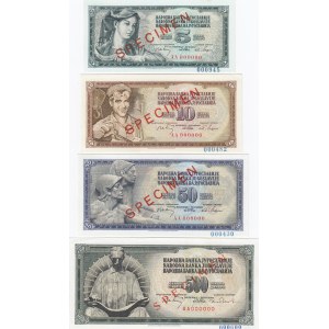 Yugoslavia 5-100 dinars 1968 specimens (4)