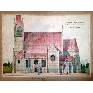 Jan Sas Zubrzycki - Projekt Kościoła w Porąbce Uszewskiej - 1908r - UNIKAT