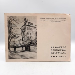 Katalog wystawy Akwarele Zbigniewa Bielewicza - 1971, autograf artysty