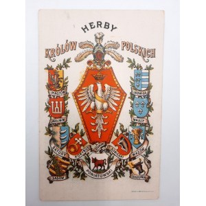 Pocztówka patriotyczna - Herby Królów Polskich [1920]