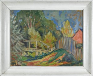 Michał KWAŚNY (1919-1997), Mostek nad potokiem, 1957