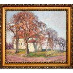 Karol BISKE (1863-1928), Herbstlandschaft mit Dorfkirche, 1925