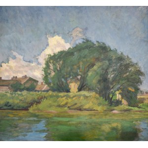 Jan KSIĄŻEK (1900-1964), Rural landscape with pond, 1924