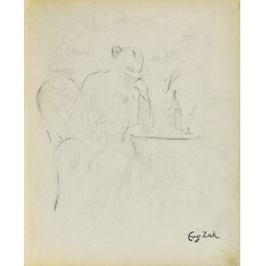 Eugene ZAK (1887-1926), Muž sedící u kavárenského stolu (Pont-Aven?)