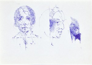 Roman BANASZEWSKI (1932-2021), Szkice twarzy kobiety od przodu oraz z prawego profilu
