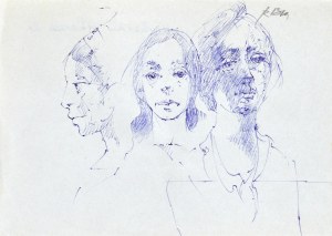 Roman BANASZEWSKI (1932-2021), Szkice popiersia kobiet w różnych ujęciach