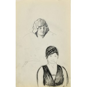 Stanisław ŻURAWSKI (1889-1976), Skica busty ženy a ženské hlavy
