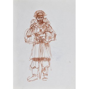 Dariusz KALETA Dariuss (geb. 1960), Zwei Skizzen: Büste eines Mannes und ein Mann, der auf einem Stuhl sitzt und eine Frau auf seinem Schoß hat