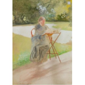 Jacek Malczewski (1854-1929), W ogrodzie – siostra artysty Bronisława w Lusławicach