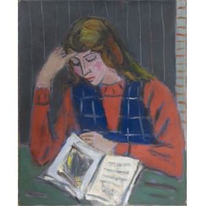 Jerzy Lubański (1925-2005), Portret dziewczyny z książką