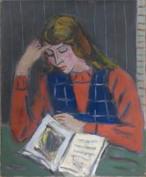 Jerzy Lubański (1925-2005), Portret dziewczyny z książką