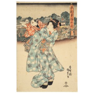Utagawa Kunisada (1786-1864), Manžel s rozmarným dieťaťom, pred rokom 1844