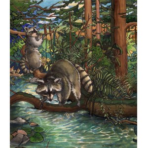 Magdalena Szpyt, Raccoons in the Woods, 2020