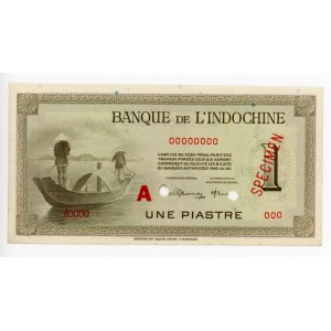 French Indochina 1 Piastre 1945 (ND) Specimen