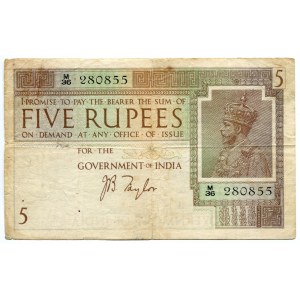India 5 Rupees 1917 - 1930 (ND)