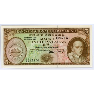 Macao 5 Patacas 1968