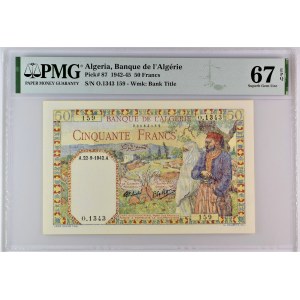 Algeria 50 Francs 1942 - 1945 PMG 67
