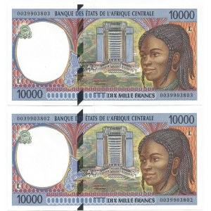 Central African Republic - Gabon 2 x 10000 Francs 2000 With Consecutive Numbers