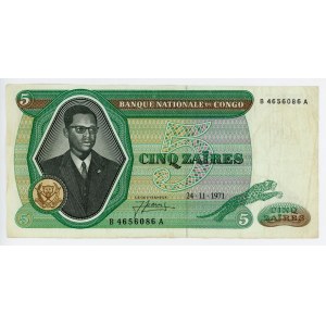 Congo Democratic Republic 5 Zaires 1971