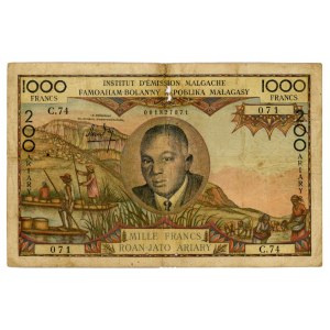 Madagascar 1000 Francs 200 Ariary 1963 (ND)