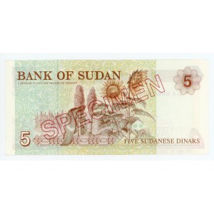 Sudan 5 Dinars 1993 Specimen