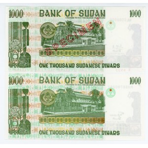 Sudan 2 x 1000 Dinars 1996 Specimen And Command Notes
