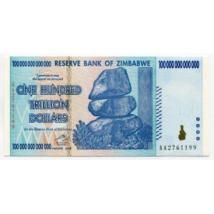 Zimbabwe 100 Trillion Dollars 2008