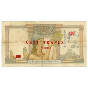 New Caledonia 100 Francs on 20 Piastres 1939 (ND) Overprint