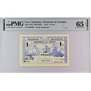 New Caledonia 1 Franc 1943 PMG 65