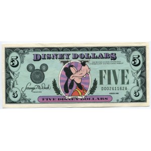 United States Disney 5 Dollars 1988