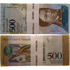 Venezuela Lot of 5 Original Bundle With 100 Banknotes 2017 - 2018