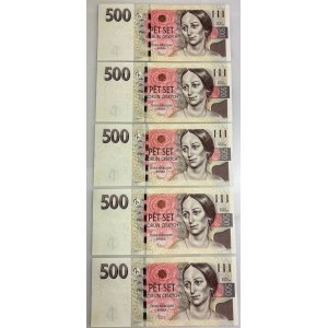 Czech Republic 5 x 500 Korun 2009 With Consecutive Numbers