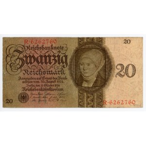 Germany - Weimar Republic 20 Reichsmark 1924