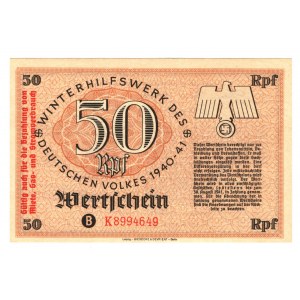 Germany - Third Reich Winterhelp 50 Reichspfennig 1940 -1941 With Red Text