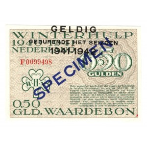 Germany - Third Reich Nederland Winterhelp 0,5 Gulden 1941 -1942 Gray Color Specimen