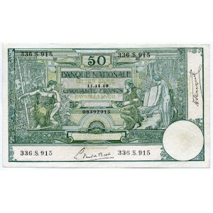 Belgium 50 Francs 1919 - 1923