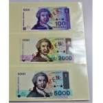 Croatia Full Set of Dinars 1991 - 1993 Specimen