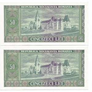 Romania 2 x 50 Lei 1966 With Consecutive Numbers