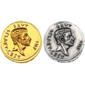 Roman Empire Set of Denar & Aureus Marcus Junius Brutus 42 BC Modern Restrike!