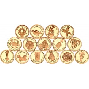 British Virgin Islands Set of 15 Gold Coins 1988 Treasures of Pre-Columbian Cultures Series