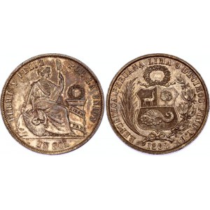 Peru 1 Sol 1868 Y.B Double Strike