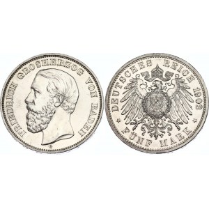 Germany - Empire Baden 5 Mark 1902 G