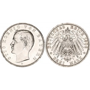 Germany - Empire Bavaria 3 Mark 1908 D