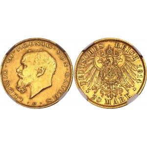 Germany - Empire Bavaria 20 Mark 1914 D NGC UNC