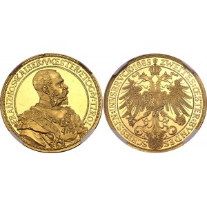 Austria Gold 4 Dukat Medal 1885 Innsbruck Shooting Festival NGC PF 63 ULTRA CAMEO