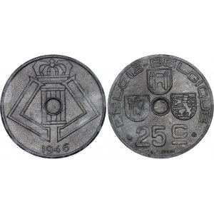 Belgium 25 Centimes 1946 Without hole