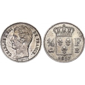 France 1/4 Franc 1827 B Overstrike